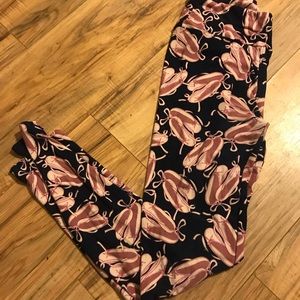 OS Pink And Navy Lularoe Ballet Slipper Leggings